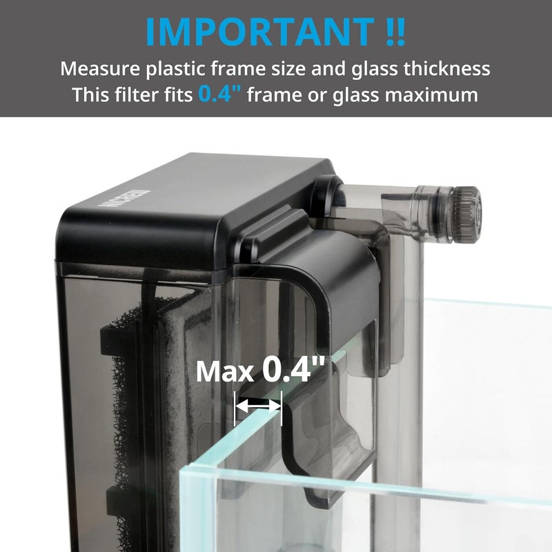 NICREW Slim Aquarium Filter, Quiet Fish Tank HOB Filters for up to 5 Gallon Aquariums, Adjustable Flow, 42 GPH, 3W - Image 5